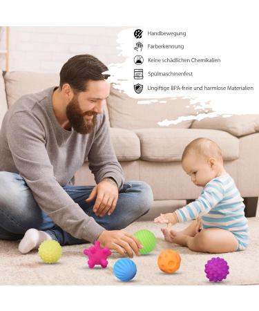 Daklunar 6-Piece Colorful Sensory Ball Set | Textured Baby Toys for 0-8 Months | Multi Ball Set for Sensory Development - Buy Online on GoSupps.com