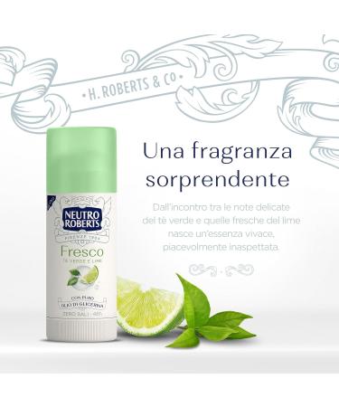  Neutro Roberts Neutro Roberts Fresh Green Deodorant Stick Green Tea and Lemon Zero Aluminum Salts Zero Stain With Pure Glycerin Oil Deodorant for Men and Women Dermatologically Tested 40 ml 48h - Buy Online on GoSupps.com