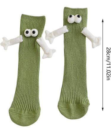 KSHSAA 2 Pair Couple Holding Hands Magnetic Socks for Kids - Funny 3D Doll Unisex Hiking Walking Socks in Green - Buy Online on GoSupps.com