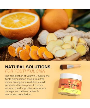 Turmeric Vitamin C Clay Mask - Deep Cleansing Facial Mask for Dark Spots Acne & Oily Skin - Refine Pores & Revitalize Dull Skin - Buy Online on GoSupps.com