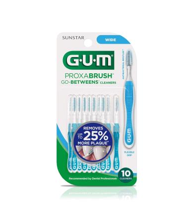 GUM Proxabrush Go-Betweens Interdental Brushes - Wide for Plaque Removal 10 Count | International Shipping Available - Buy Online on GoSupps.com