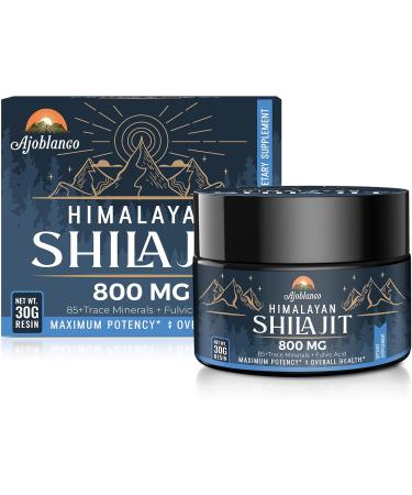 Ajoblanco 800 Mg Himalayan Shilajit Resin, Shilajit Pure Himalayan Organic, Shilajit Supplement with Purity, High Dosage & Potency for Energy, Strength & Immunity, Men & Women, 30 Grams 1.05 Ounce (Pack of 1) - Buy Online on GoSupps.com