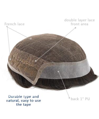 Hairnotion French Tip Human Hair Replacement System for Men | PU Back Toupet Black #1B | Real Hair Parts (5x7) - Buy Online on GoSupps.com