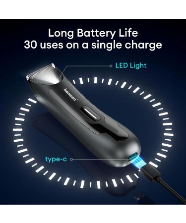 KENSEN Men's Body Hair Trimmer - Rechargeable Groin and Pubic Hair Groomer with LED, Gray - Buy Online on GoSupps.com