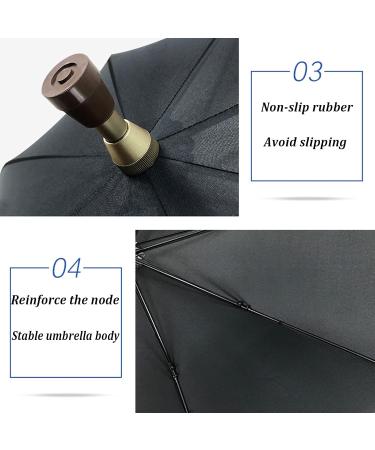 Walking Stick Umbrella 2-in-1 Multifunction Crutch Umbrella with Non-Skid Foot Self Protection Cane Umbrella for Men and Women Gift Black - Buy Online on GoSupps.com