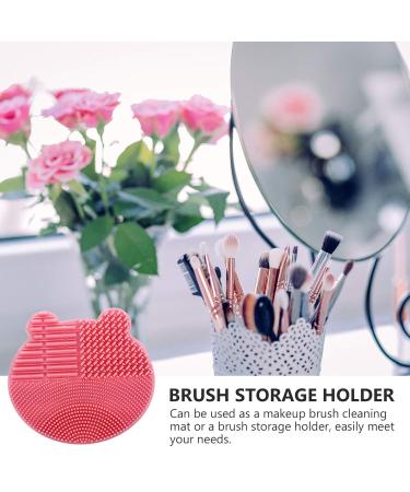 2-in-1 Silicone Makeup Brush Cleaning Pad & Holder - Red | Efficient Brush Cleaner for All Cosmetic Brushes - Buy Online on GoSupps.com