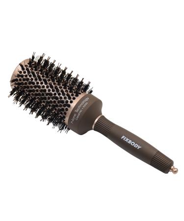 FIXBODY Boar Bristles Round Hair Brush, Nano Thermal Ceramic & Ionic Tech & Anti-Static, Roller Hairbrush for Blow Drying, Curling, Straightening, Add Volume & Shine (3.3 inch, Barrel 2 inch) 3.3 Inch (Pack of 1)