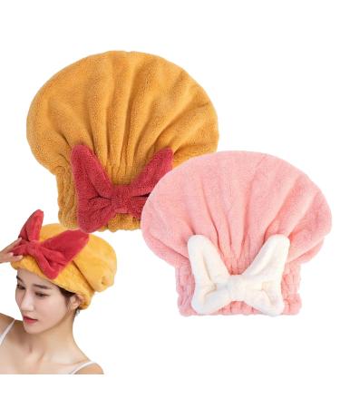 New Super Absorbent Hair Towel Wrap for Wet Hair Microfiber Bow Tie Hair Towel Wrap Super Absorbent Hair Towel Wrap for Wet Hair Reduce Frizz (C)