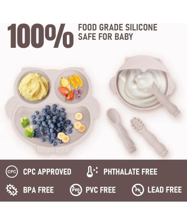 Baby Weaning Set Silicone Baby Feeding Set(10 Pcs) Toddler Weaning Set with Adjustable Bib Suction Bowl Plate Fork Spoon Water & Snack Cup Kit for Babies Toddler and Kids(Beige) - Buy Online on GoSupps.com