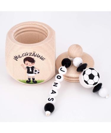 Personalized Wooden Milk Tooth Box for Soccer Players - Custom Name Keepsake Gift for Birthdays & Daycare - Buy Online on GoSupps.com