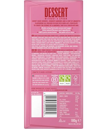 Divine Divine Dessert Bar 60% Dark Chocolate Bakewell Cherry Almond 180g - Buy Online on GoSupps.com