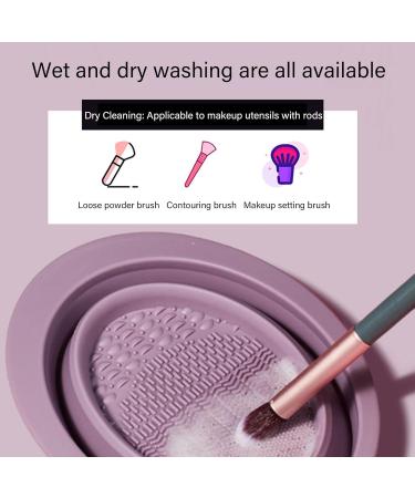 WOTEG Brush Cleaning Mat | Foldable Cosmetic Brushes Scrubber Bowl Washing Tool For Makeup Sponge Powder Puff Cleaning Cosmetics Accessories Purple - Buy Online on GoSupps.com