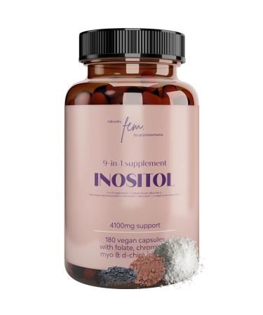Inositol Myo & D-Chiro PCOS 4100MG Vegan Capsules Hormonal Balance Fertility Supplement Preconception Pregnancy & Ovarian Support 9-in-1 Inositol Folate 5-MTHF Chromium Zinc VIT B6 B12 & D3 No flavour (vegan capsules)