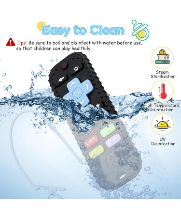 Silicone Remote Teething Toy with Pacifier Clip for Babies 3-12 Months - Sensory Chew Toy for Infant Toddlers - Black - Buy Online on GoSupps.com