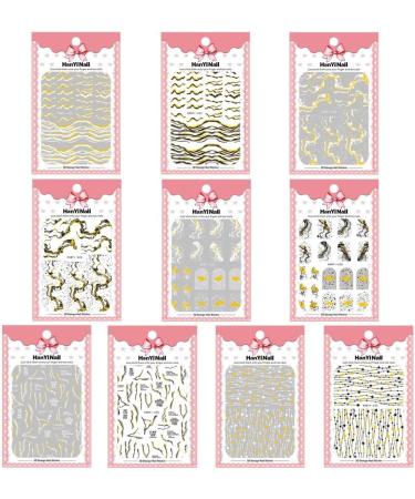 Self Adhesive Waved Star Lines Stripe Transfer Stickers 3D Nail Sticker Nail Art Decoration Decals(3) Style3 - Buy Online on GoSupps.com