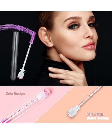 110-Piece Disposable Mascara Wands Set with Reusable Diamond Eyelash Brush Tube - Crystal Lash Eyebrow Applicators for Women/Girls Makeup (Pink Eye Pattern) - Buy Online on GoSupps.com