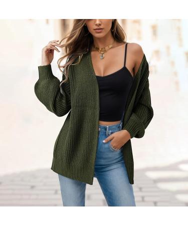 Gefomuofe Cardigans for Women Long Sleeve Cardigan for Women Pocket Jacket Cardigan Women's Blazer Cardigan Outerwear Elegant Shoulder Jacket Top Casual Top Green L - Buy Online on GoSupps.com
