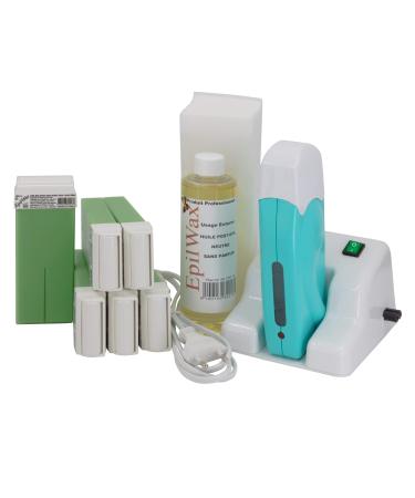 Epilwax Complete Hair Removal Waxing Kit with Modular Base - Includes 6 Aloe Vera Wax Roll-on Cartridges Roll On Wax Heater 100 Strips and Waxing Oil - Buy Online on GoSupps.com
