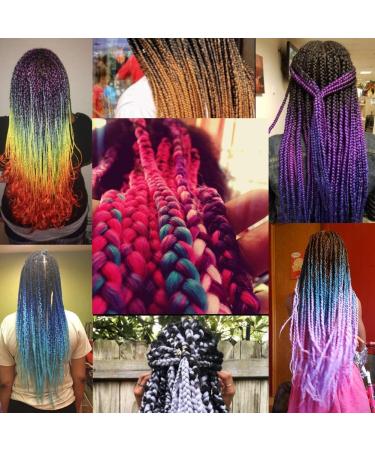 Buy Fanvalfyu 3-Pack Ombre Braiding Hair Extensions | 24 Inch Kanekalon Jumbo Synthetic Hair for Crochet Twists - Purple-Rosa-Yellow - Buy Online on GoSupps.com