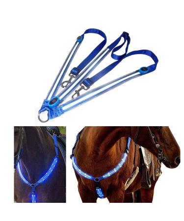 Kenyaw Led Harness Harness Horse Chest Harness Robust And Comfortable Safety Equipment Best Visibility When Riding For Visible Horse (Blue)
