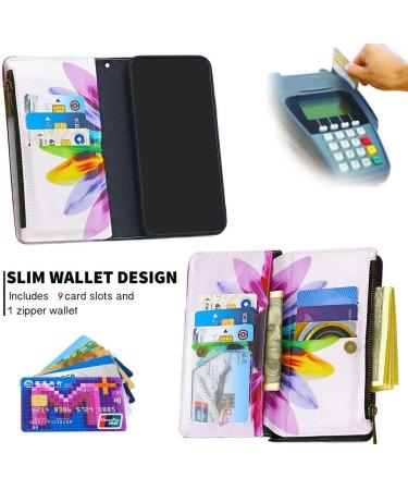 Buy Miago 9 Card Slots Leather Cover for Huawei Y5 2019 - Colorful Zipper Flip Wallet Case PU Leather Protective Cover with Sunflower Design - Buy Online on GoSupps.com