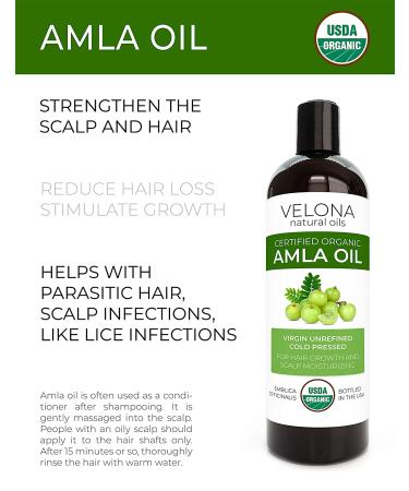 Velona Amla Oil USDA Certified Organic - 2 oz | 100% Pure Extra Virgin Unrefined | Cold Pressed for Hair Growth, Body, Face & Skin Care - Buy Online on GoSupps.com