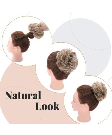 Silk-Co Hair Part with Rubber Band - Soft Wavy Bun & Thickening Extensions | Honey Brown & Bleach Blonde | 45g - Buy Online on GoSupps.com