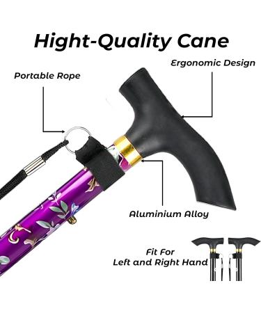 HATAF Walking Stick Folding Walking Sticks for Women Folding Walking Sticks for Men Mobility Aids walking stick rubber ends disability aids folding walking sticks for ladies Purple Flowers - Buy Online on GoSupps.com