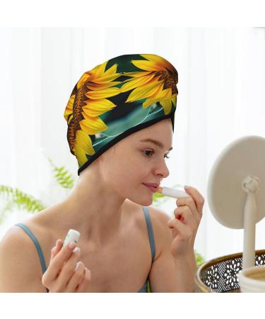 Sunflower Coral Velvet Dry Hair Cap - Anti-Frizz Curly Hair Drying with Buttons - Perfect for Long & Thick Hair - Buy Online on GoSupps.com