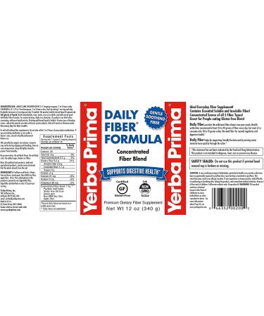 Yerba Prima Daily Fiber Formula Powder - 12 oz - Digestive Support Supplement - Buy Online on GoSupps.com