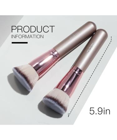 Flat Top Kabuki Foundation Brush for Liquid Makeup - Premium Big Brush with Fiber Bristles for Cream & Powder Makeup - Rose Gold - Buy Online on GoSupps.com