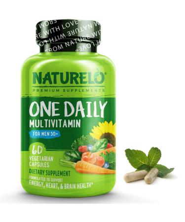 NATURELO One Daily Multivitamin for Men 50+ - with Vitamins & Minerals + Organic Whole Foods - Supplement to Boost Energy  General Health - Non-GMO - 60 Capsules - 2 Month Supply Over Age 50 60 Count (Pack of 1)