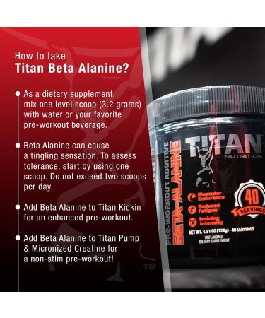 Titan Nutrition Beta Alanine - Unflavored Preworkout Carnosine Booster for Endurance Reduce Muscle Fatigue & Enhance Workout Capacity | International Shipping Available - Buy Online on GoSupps.com