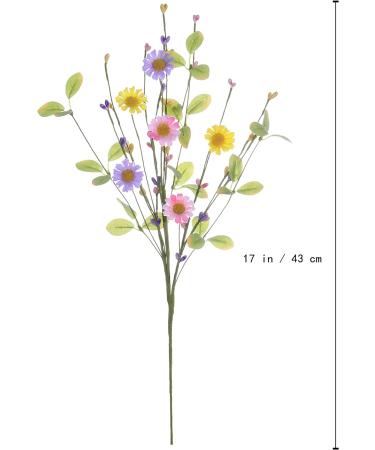 Yawwind 6 Pack Spring Flower Picks - 17 Inch Tall Artificial Flower and Berry Stems for Easter Decor - Spring Flower Arrangement (YE/PK/VT) - Buy Online on GoSupps.com