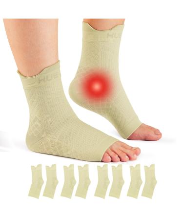 Hueglo 4 pair ankle bandage orthopedic compression socks Neuropathy ankle bandage arthritis achilless tendon Bandage Plantarfasciitis Foot bandage ankle sports plantar fasciitis socks skin color l - Buy Online on GoSupps.com