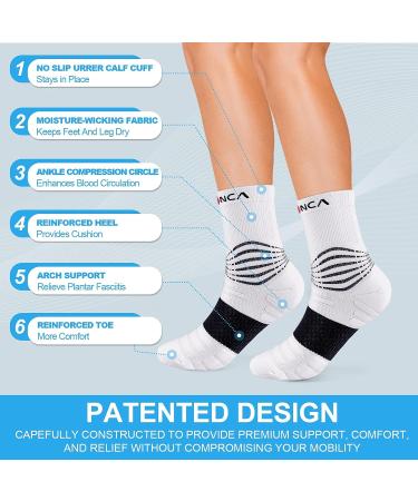 NEENCA Compression Ankle Socks 20-30 mmhg Medium White - Medical Grade for Injury Recovery, Pain Relief & Sports Protection - Buy Online on GoSupps.com