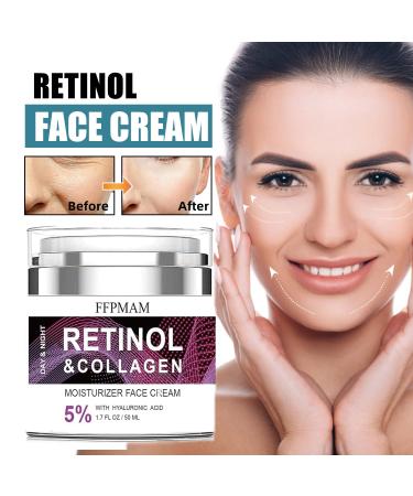 Retinol Cream for Face Anti Aging: Wrinkle Cream for Face Neck with Collagen Hyaluronic Acid - Night Moisturizer for Men Women - Facial Skin Care(1.7FL.Oz) - Buy Online on GoSupps.com