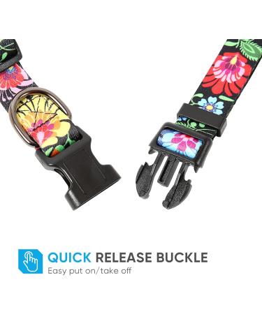 Heele Adjustable Dog Collar for Small & Medium Dogs - Patterned Comfort Collar for Puppies - Wild Flowers Design (XS 21.6-28cm) - Buy Online on GoSupps.com