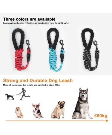 DOKI 5.3FT Black Dog Lead | Soft Padded Handle | Highly Reflective Leash for Small, Medium, and Large Dogs - Buy Online on GoSupps.com