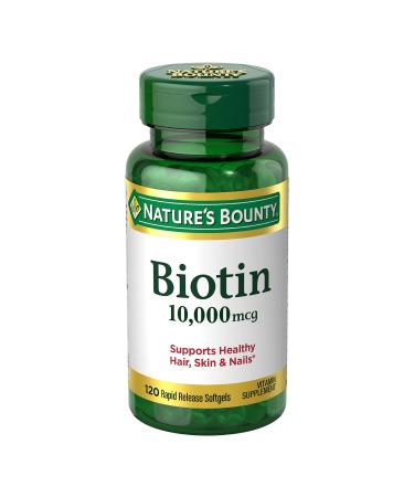 Nature's Bounty Biotin 10000 mcg Supports Healthy Hair Skin and Nails Rapid Release Softgels 120 Ct
