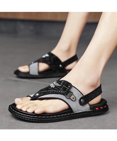 Summer Foot Correction Slippers for Men - Indoor & Outdoor Beach Flip Flops Casual Leather Slip-On Soft Athletic Thong Sandals - Size 7.5 Black - Buy Online on GoSupps.com
