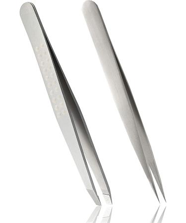 Rubis Tweezers Set - Precision Slanted & Pointed Stainless Steel Eyebrow and Splinter Tweezers for Flawless Grooming | International Shipping - Buy Online on GoSupps.com