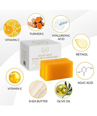 GoldSnailRX Kojic Acid Soap - Dark Spot Remover Pack of 2 | Authentic Body Whitening Soap with Vitamin C Turmeric Hyaluronic Acid & Shea Butter - Buy Online on GoSupps.com