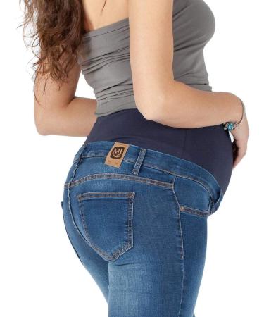 Milano Maternity Jeans - Ultra Stretch Buttery Soft Denim for Pregnant Women | High Waisted Over The Bump Band | Comfortable Slim Fit Clothing - Buy Online on GoSupps.com