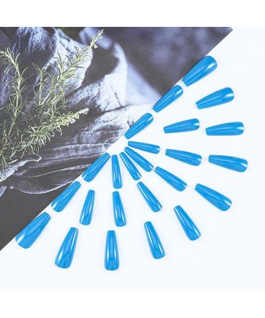 Brishow Long Ballerina Acrylic False Nails - 24pcs Press on Blue Nails for Women & Girls - International Shipping Available - Buy Online on GoSupps.com