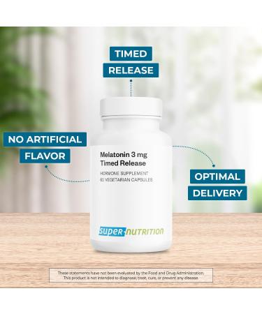 Supersmart - Time Released Melatonin 3 mg - Fall Asleep Faster Stay Asleep Longer | Clean Label Non-GMO & Gluten Free - 60 Vegetarian Capsules - Buy Online on GoSupps.com