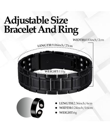 Jecanori 3X Ultra Strength Magnetic Bracelet for Men | Titanium Steel with 57 Magnets (3500 Gauss) | Adjustable Wristband Brazaletes | Free Adjustment Tool | Gift Box Included - G-black - Buy Online on GoSupps.com
