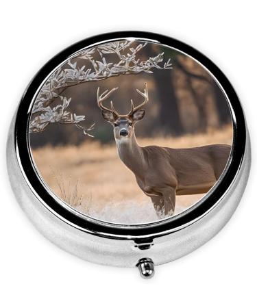 Free Whitetail Deer Mini Round Pill Box | 3 Compartment Travel Organizer | Portable Pill Case for Home & Office - Buy Online on GoSupps.com