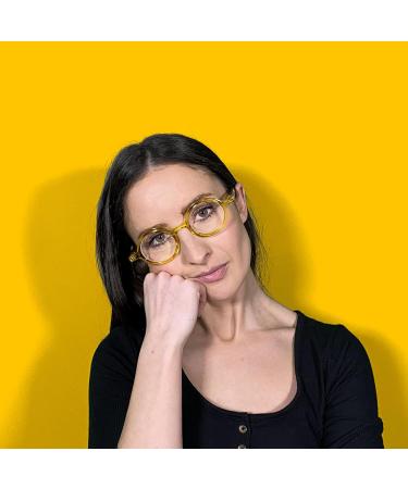 LONDON MOLE Transparent Yellow Reading Glasses 2.0x | Stylish Round Cool Readers with Spring Hinges | Men's Women's Unisex Eyewear - Buy Online on GoSupps.com