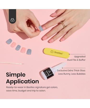 Buy Beetles Press On Nails - Pink & Gray Short Square - 56 Pcs Reusable Acrylic Glue-On Nails Kit for Women & Girls | Elegant DIY Manicure - Buy Online on GoSupps.com